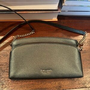 Kate Spade Metallic Green and Cream Interior Wallet on Chain Bag